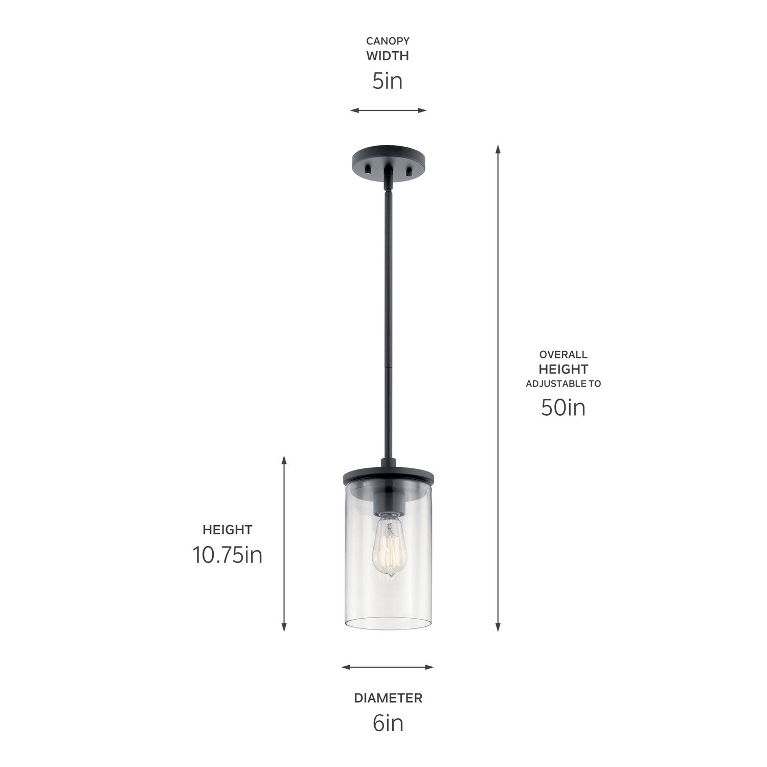KICHLER 43996BK Crosby 1 Light Mini Pendant Black