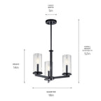 KICHLER 43997BK Crosby 3 Light Convertible Chandelier Black
