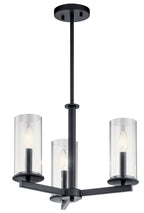 KICHLER 43997BK Crosby 3 Light Convertible Chandelier Black