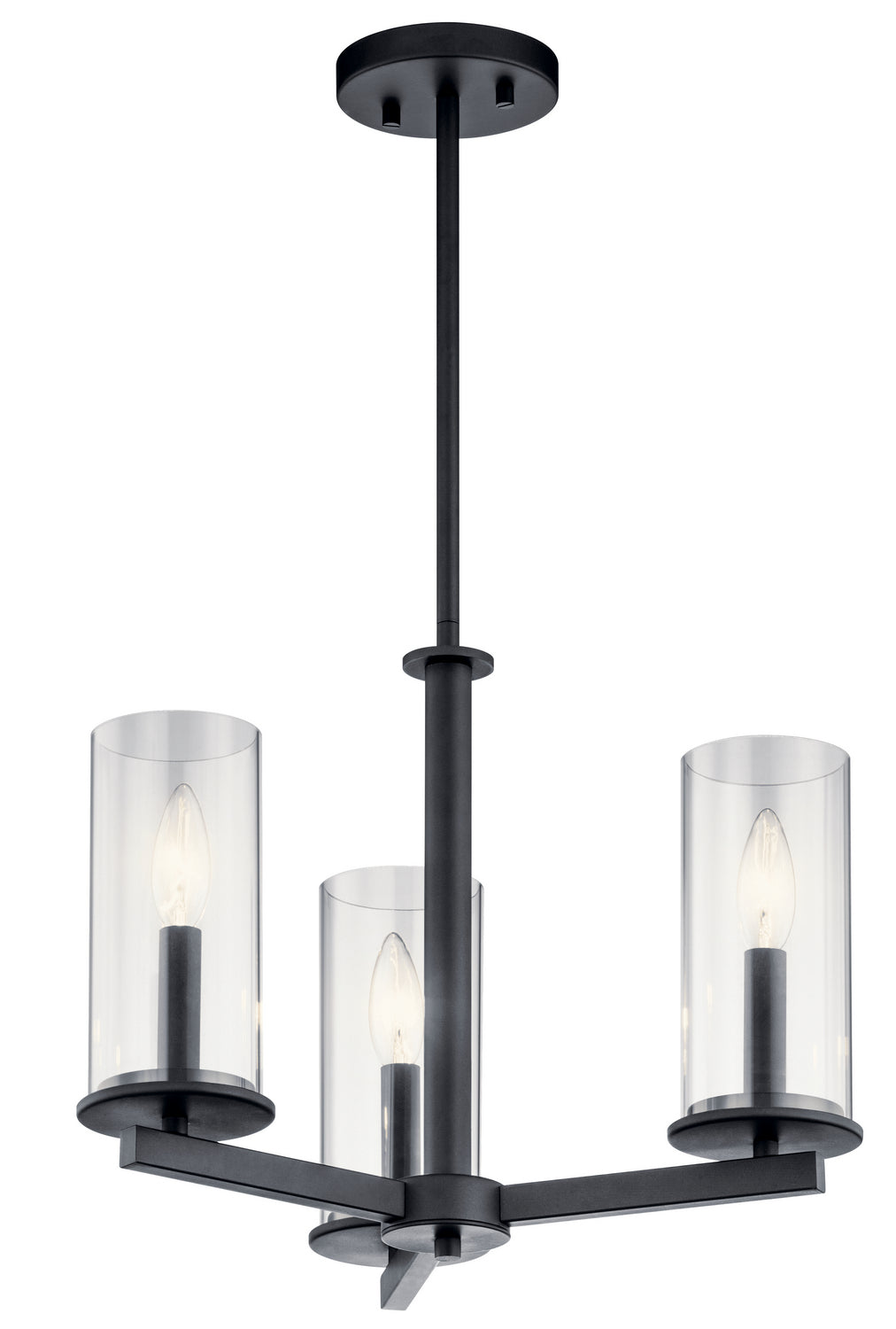 KICHLER 43997BK Crosby 3 Light Convertible Chandelier Black