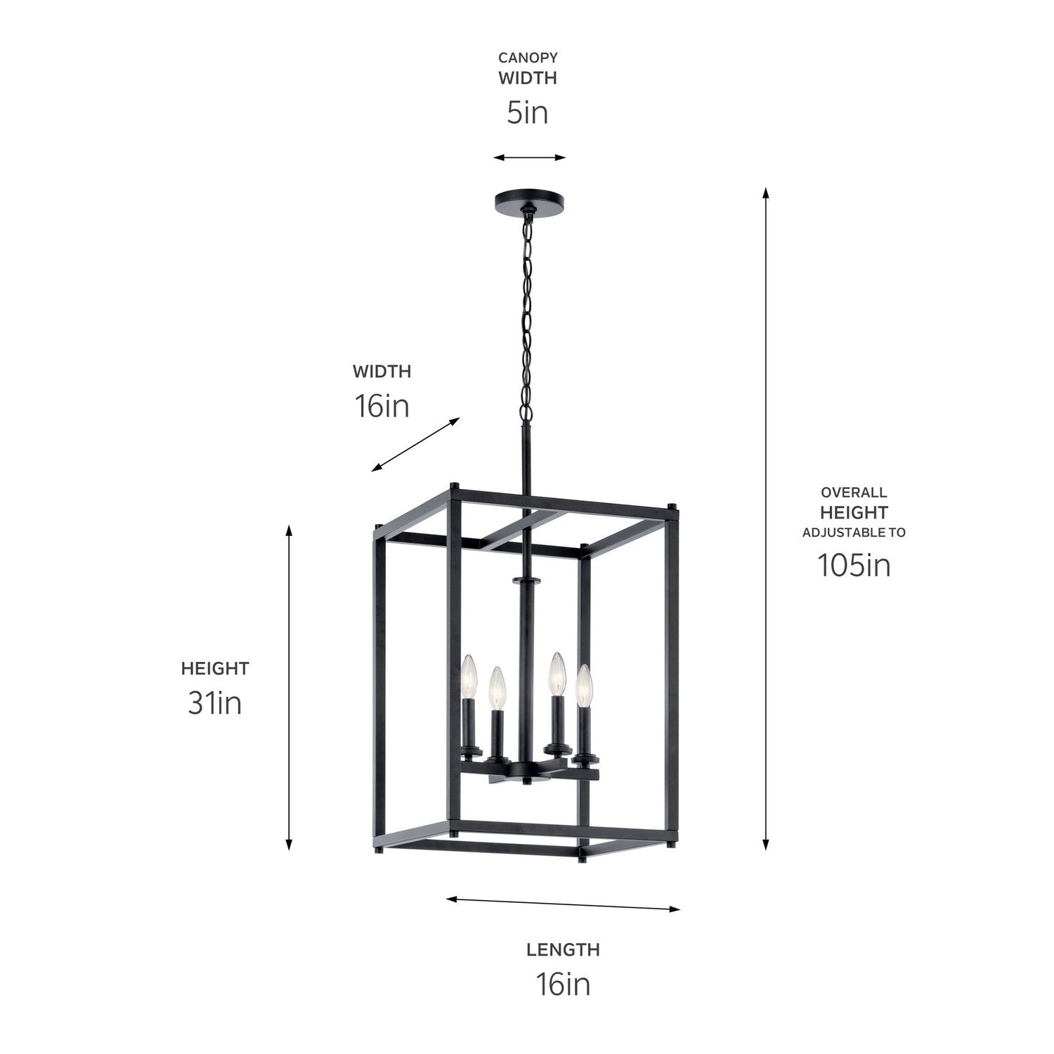 KICHLER 43998BK Crosby 4 Light Foyer Pendant Black