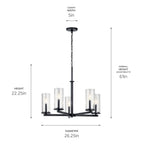KICHLER 43999BK Crosby 5 Light Chandelier Black
