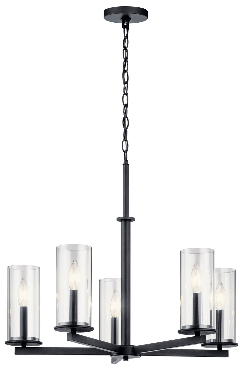 KICHLER 43999BK Crosby 5 Light Chandelier Black