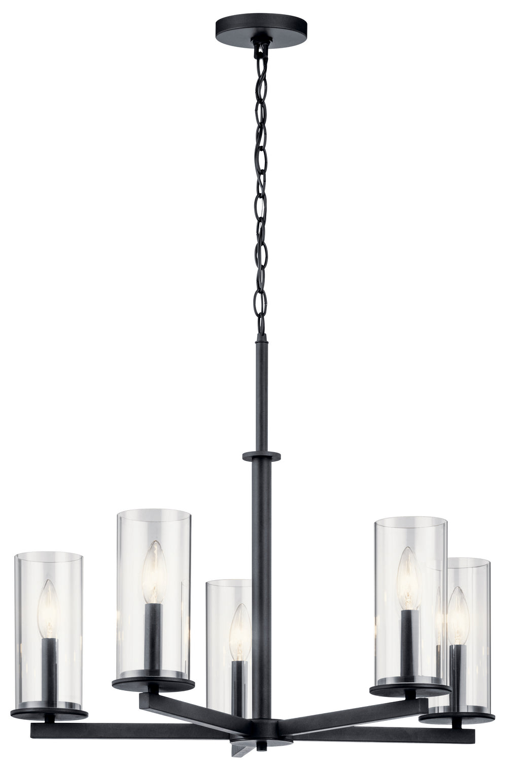 KICHLER 43999BK Crosby 5 Light Chandelier Black