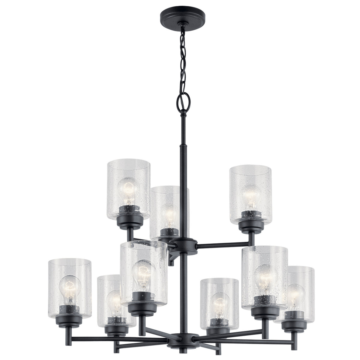 KICHLER 44031BK Winslow 9 Light Chandelier Black