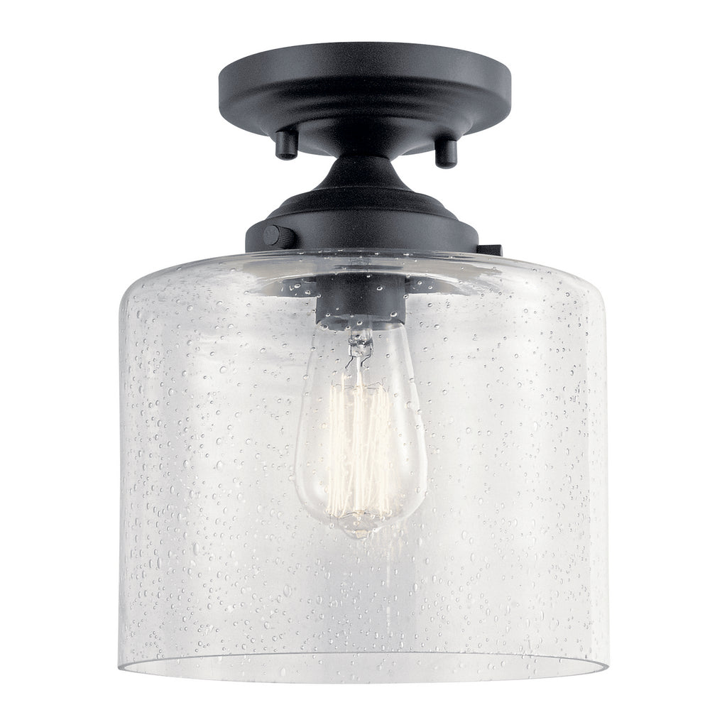 KICHLER 44033BK Winslow 1 Light Semi Flush Black