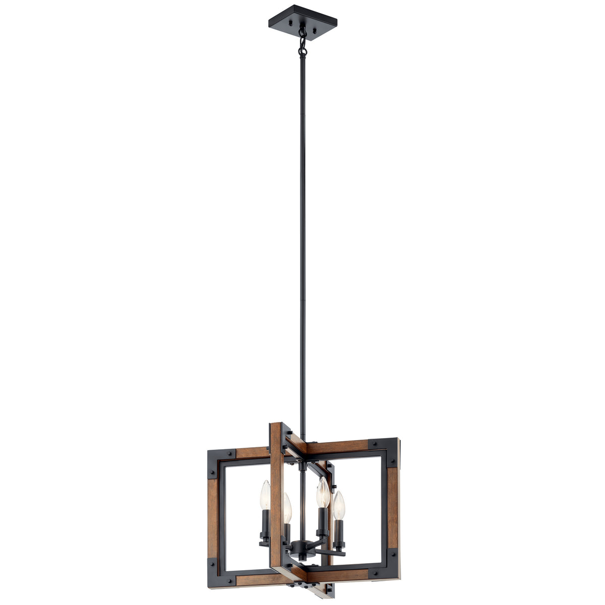 KICHLER 44046AUB Marimount 14" 4 Light Convertible Chandelier/Semi Flush With Clear Glass In Auburn Stained