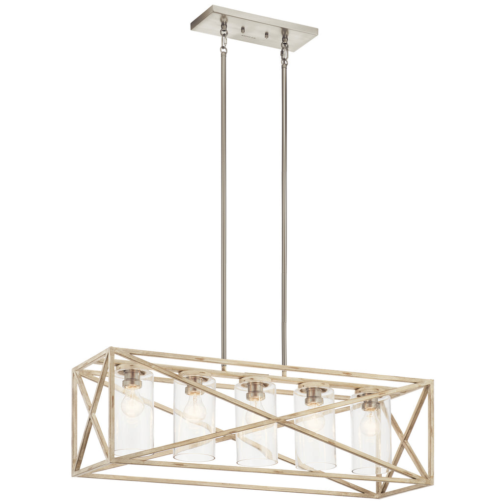 KICHLER 44081DAW Moorgate 5 Light Linear Chandelier Distressed Antique White