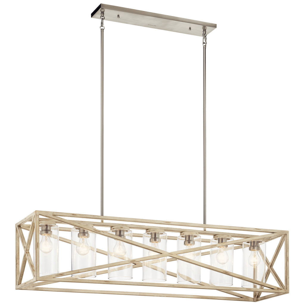 KICHLER 44082DAW Moorgate 7 Light Linear Chandelier Distressed Antique White