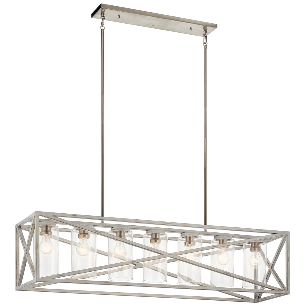 KICHLER 44082DAW Moorgate 7 Light Linear Chandelier Distressed Antique White