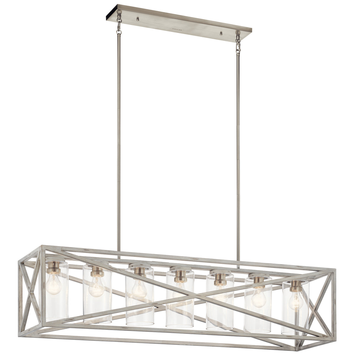KICHLER 44082DAW Moorgate 7 Light Linear Chandelier Distressed Antique White