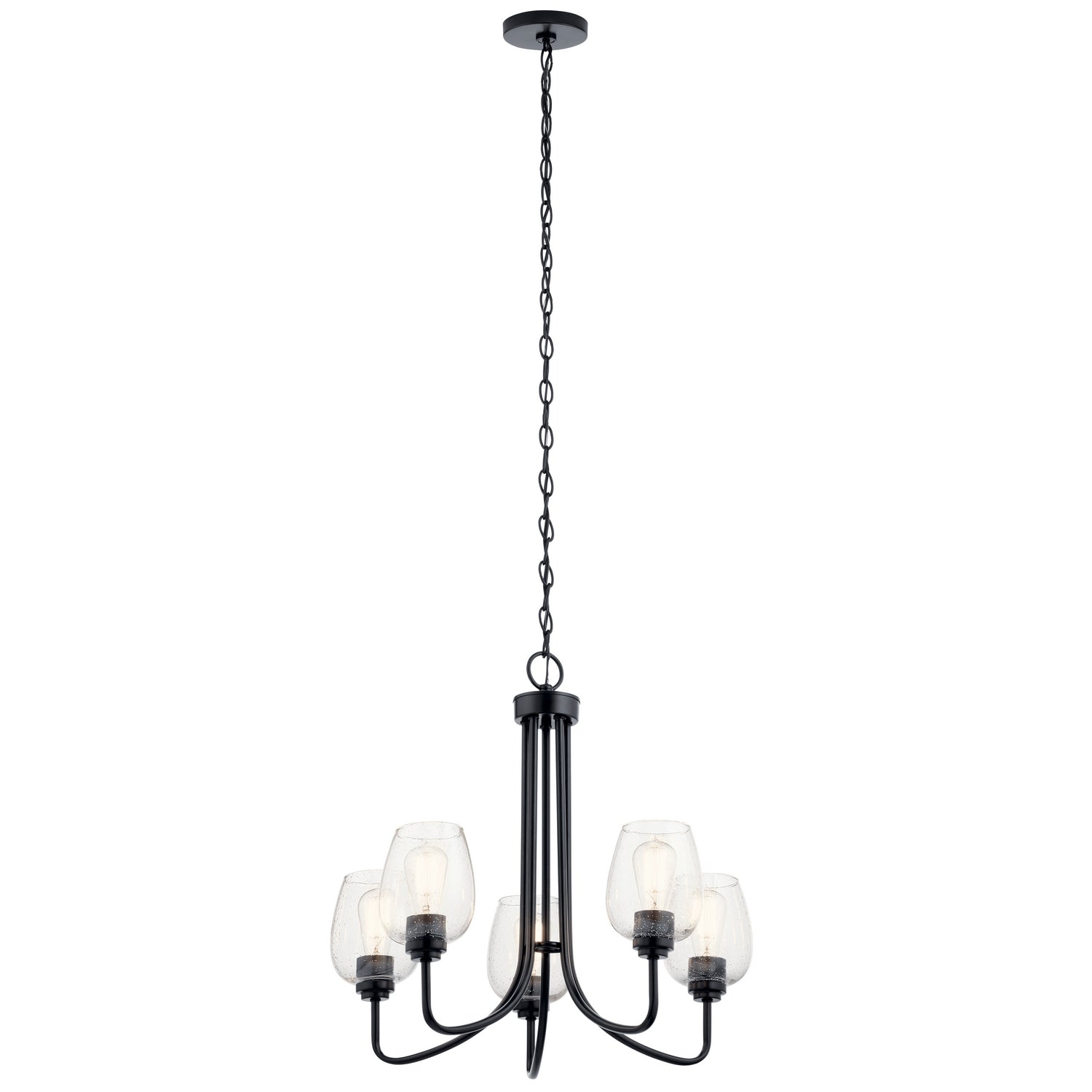 KICHLER 44377BKCS Valserrano 5 Light Chandelier Seeded Glass Black