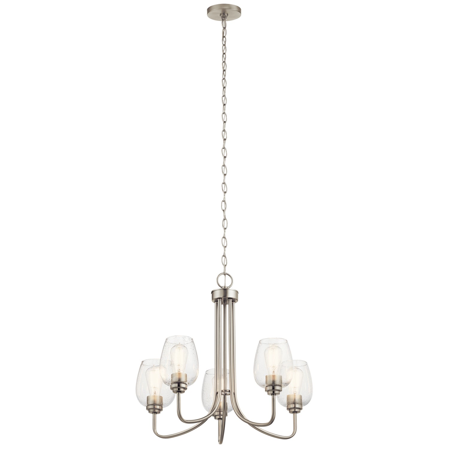 KICHLER 44377NICS Valserrano 5 Light Chandelier Seeded Glass Brushed Nickel