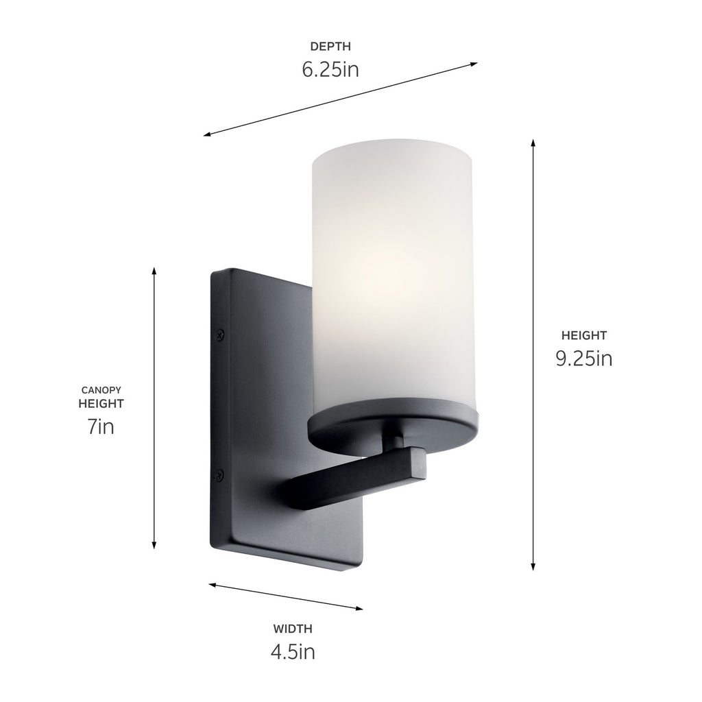 KICHLER 45495BK Crosby 1 Light Wall Sconce Black