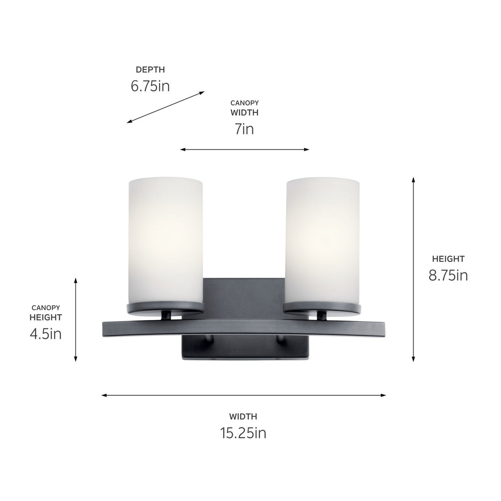KICHLER 45496BK Crosby 2 Light Vanity Light Black