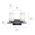 KICHLER 45496BK Crosby 2 Light Vanity Light Black