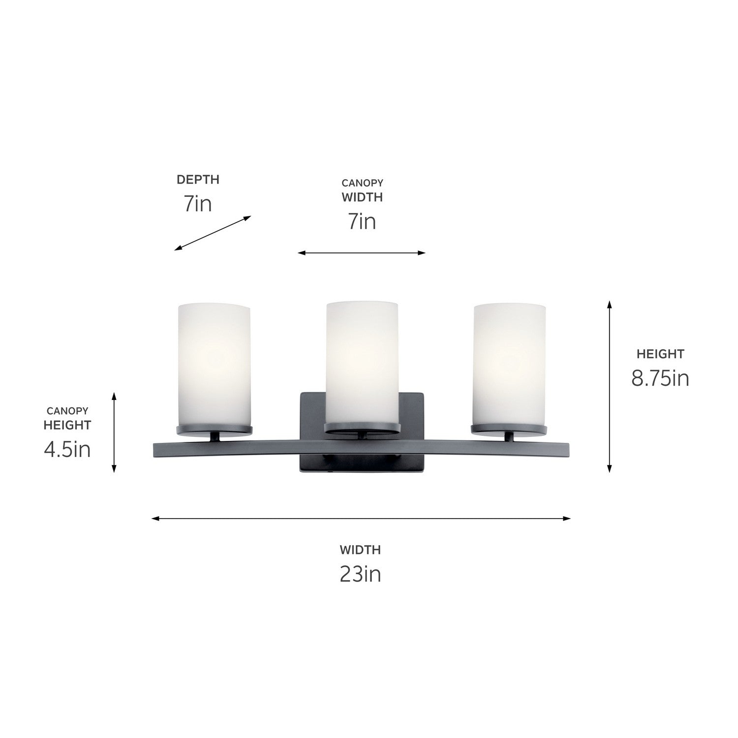 KICHLER 45497BK Crosby 3 Light Vanity Light Black