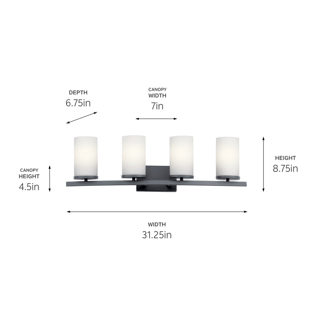 KICHLER 45498BK Crosby 4 Light Vanity Light Black