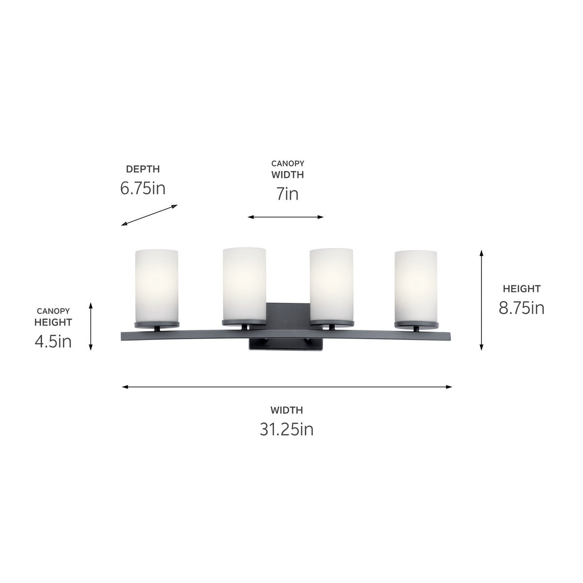 KICHLER 45498BK Crosby 4 Light Vanity Light Black