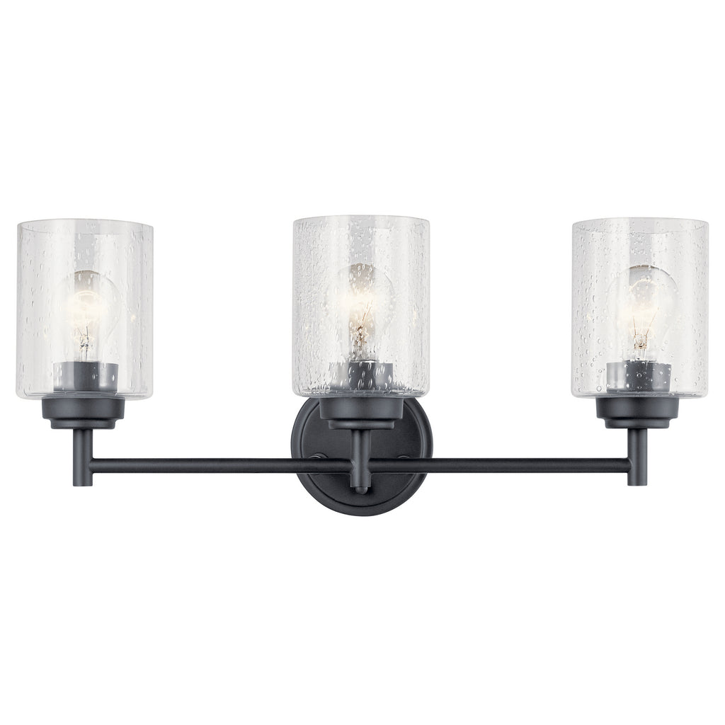 KICHLER 45886BK Winslow 21.5" 3 Light Vanity Light With Clear Seeded Glass In Black