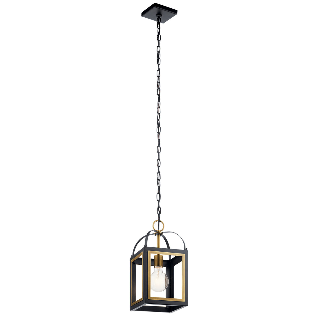 KICHLER 52030BKNBR Vath 8" 1 Light Pendant Black & Natural Brass