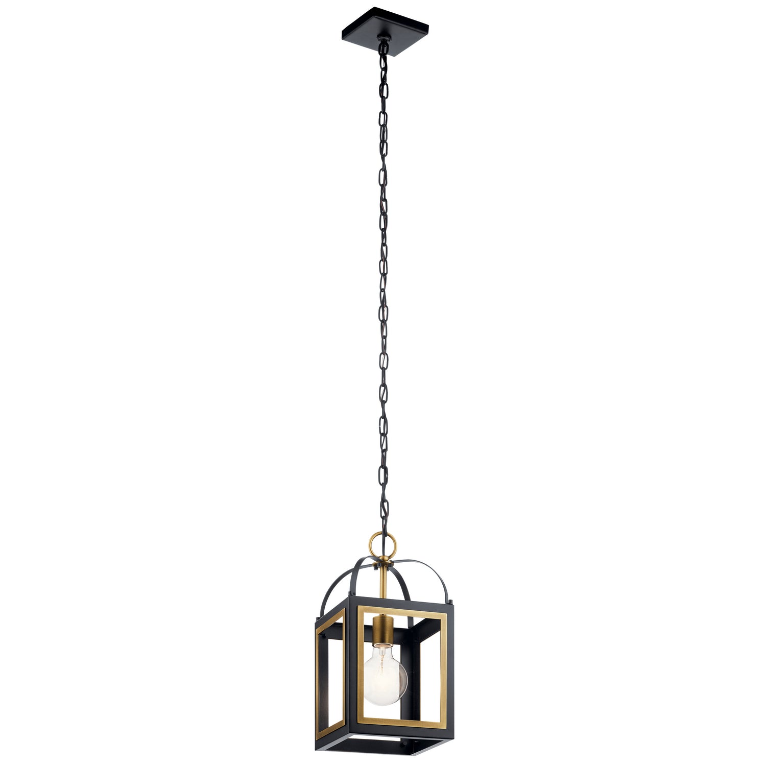 KICHLER 52030BKNBR Vath 8" 1 Light Pendant Black & Natural Brass