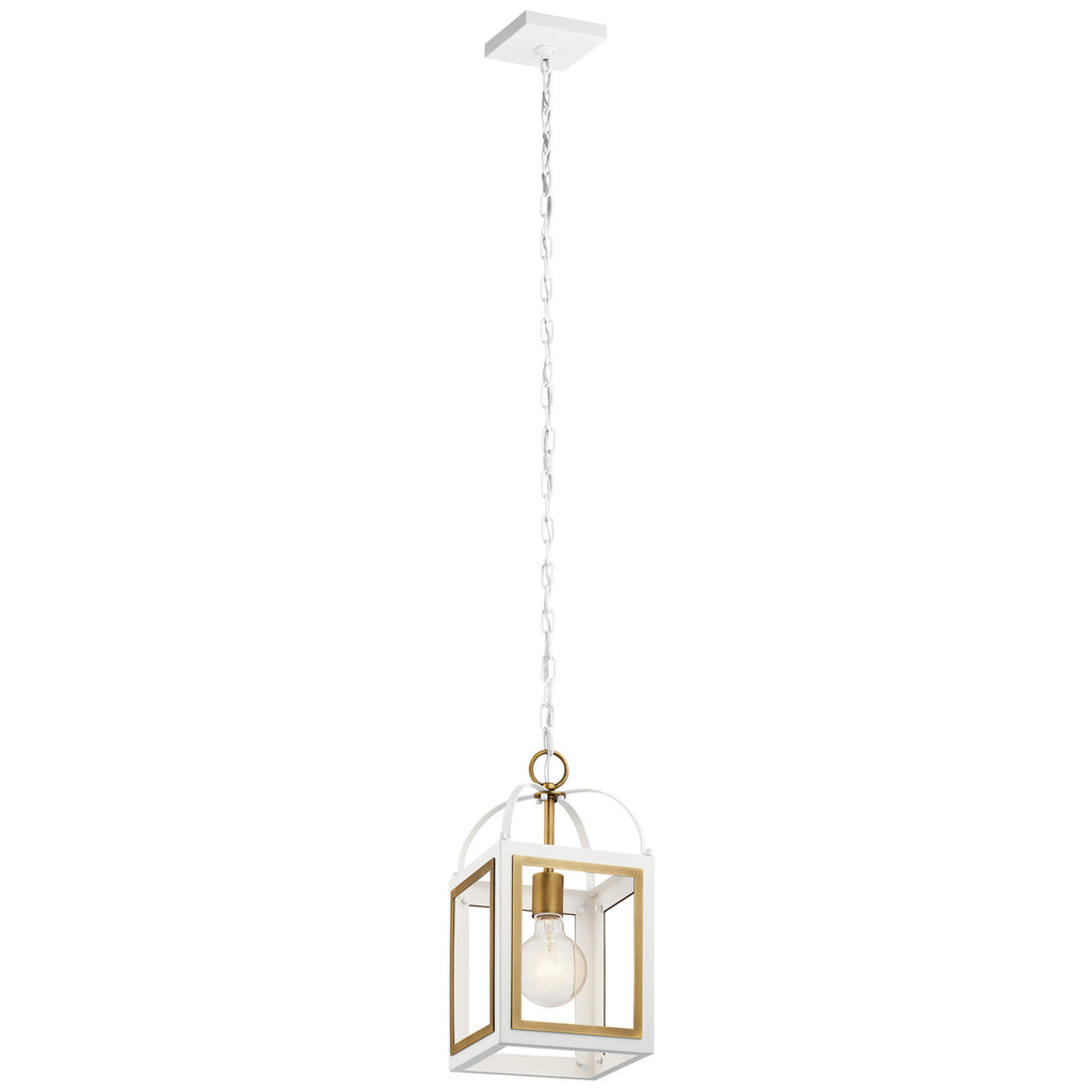 KICHLER 52030WHNBR Vath 8" 1 Light Foyer White & Natural Brass