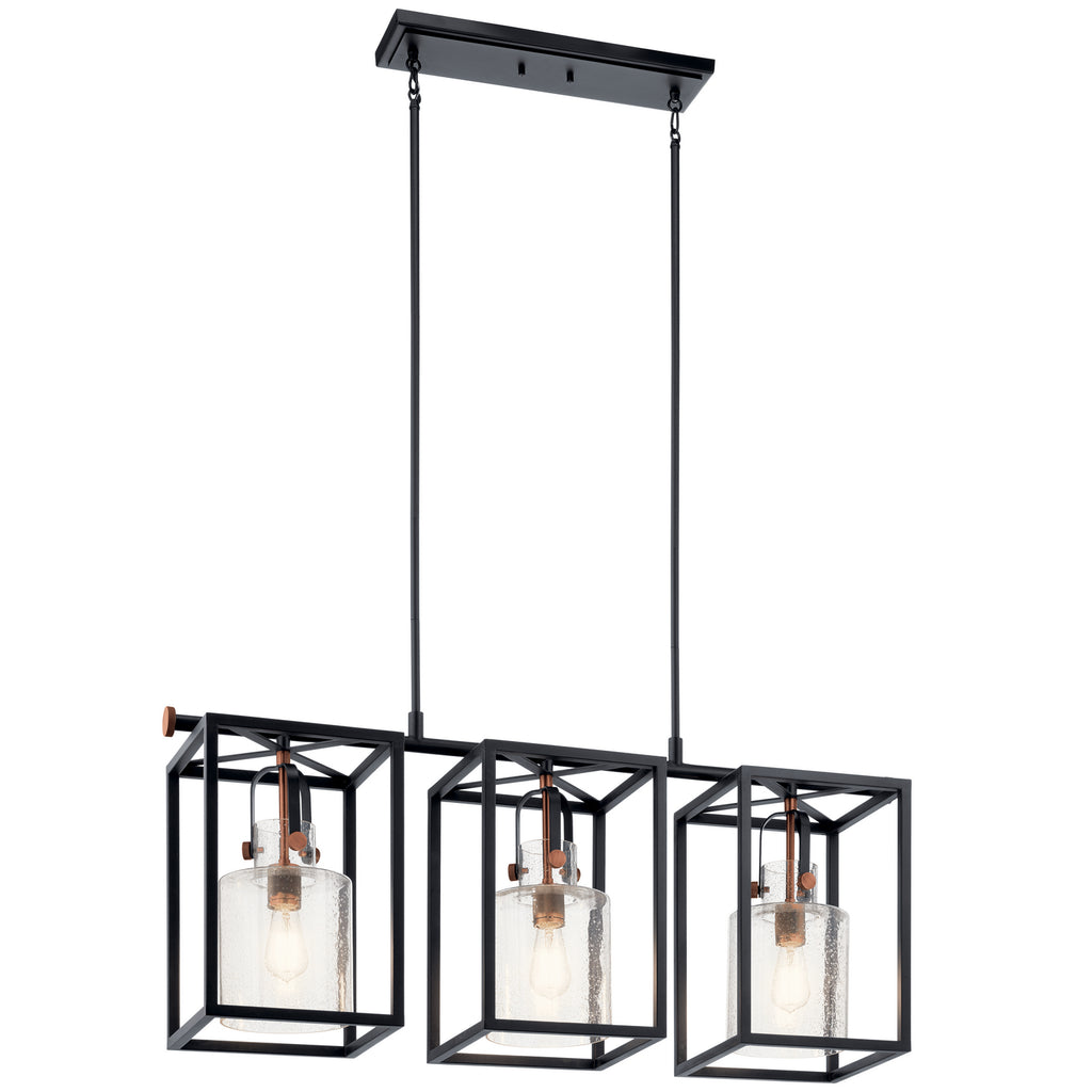 KICHLER 52033BK Kitner 3 Light Linear Chandelier Black