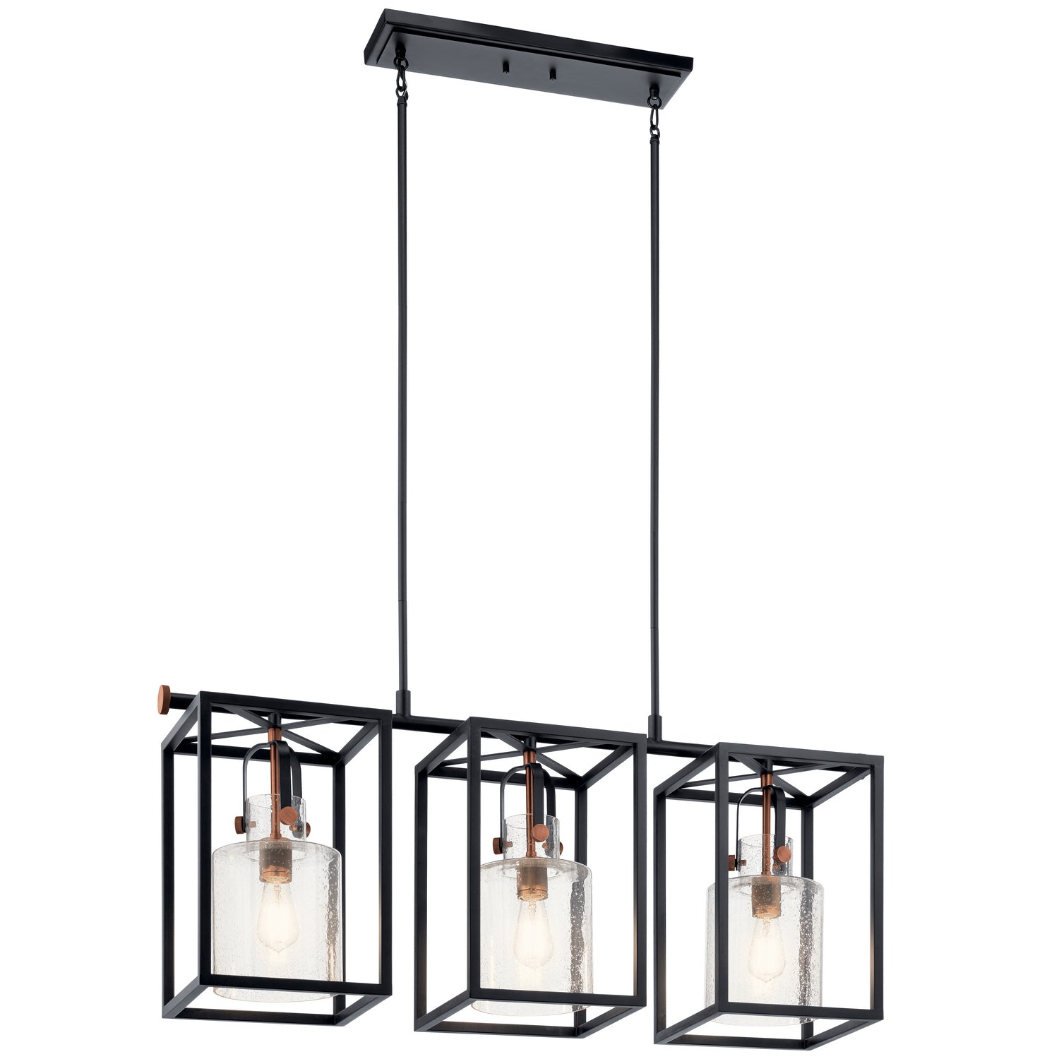 KICHLER 52033BK Kitner 3 Light Linear Chandelier Black