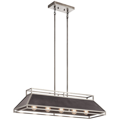 KICHLER 52037CLP Grendel Five Light Linear Chandelier Classic Pewter