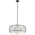 KICHLER 52072BK Birkleigh 11.5" 4 Light Pendant With Satin Etched Glass In Black