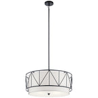 KICHLER 52072BK Birkleigh 11.5" 4 Light Pendant With Satin Etched Glass In Black