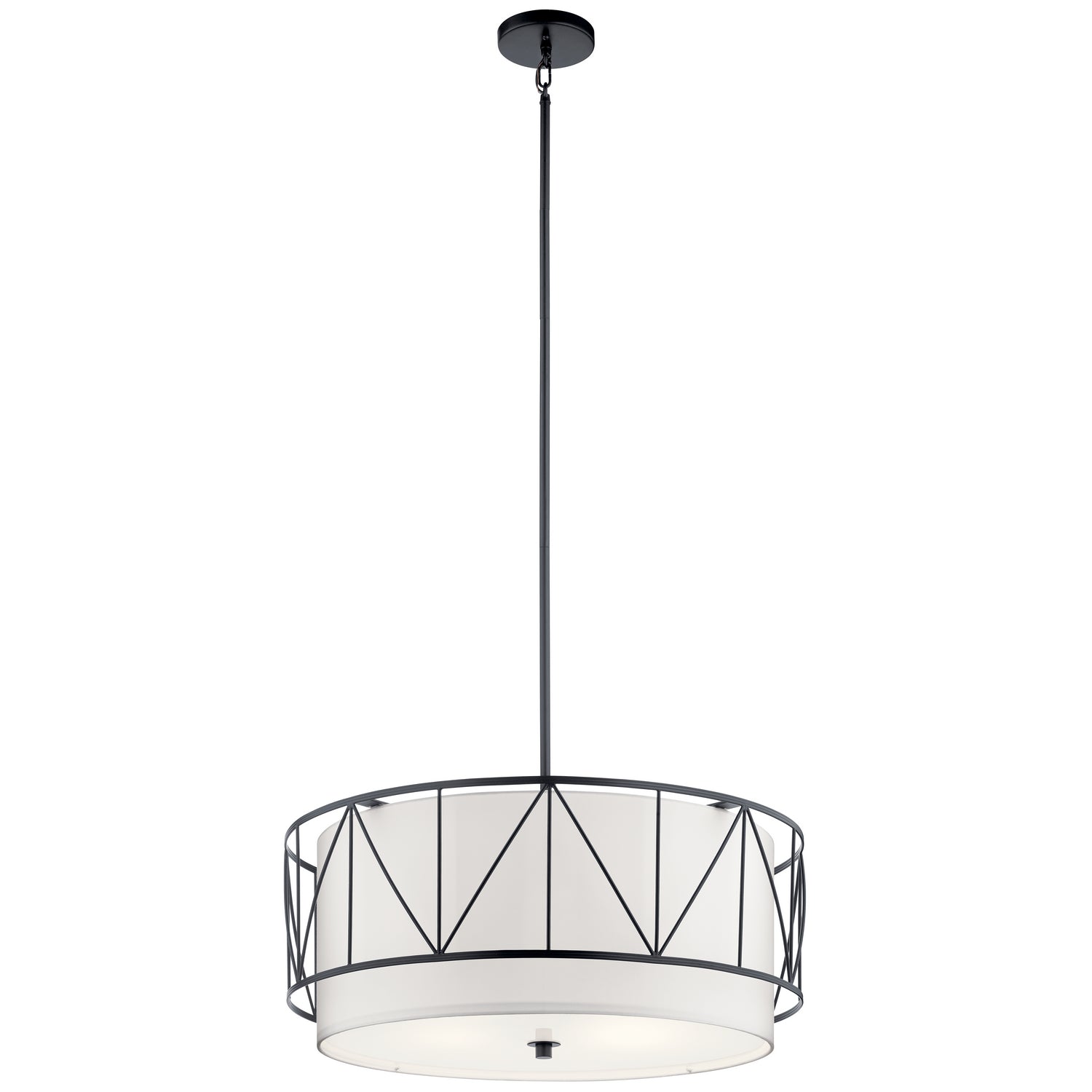 KICHLER 52072BK Birkleigh 11.5" 4 Light Pendant With Satin Etched Glass In Black