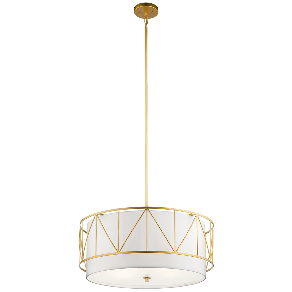 KICHLER 52072CLG Birkleigh 11.5" 4 Light Pendant Classic With Satin Etched Glass In Gold
