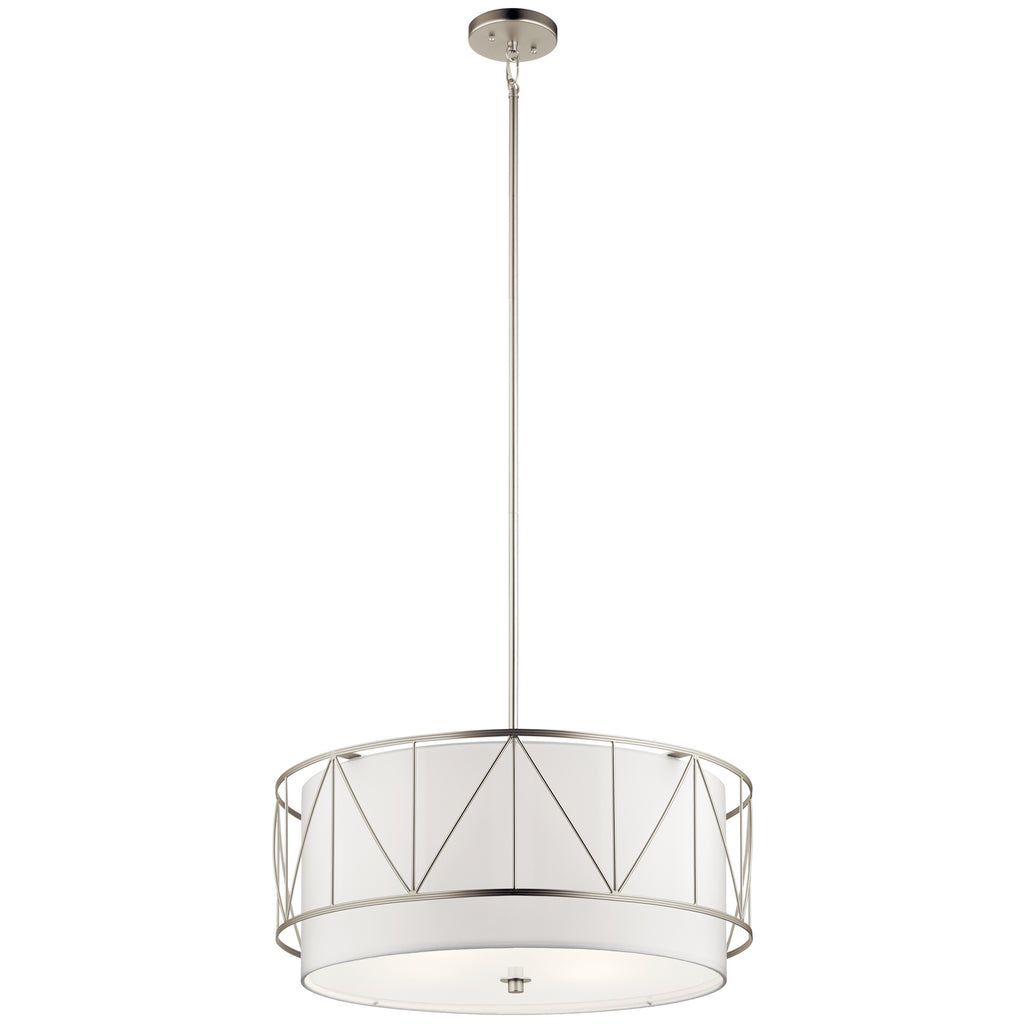 KICHLER 52072SN Birkleigh 11.5" 4 Light Pendant With Satin Etched Glass In Satin Nickel