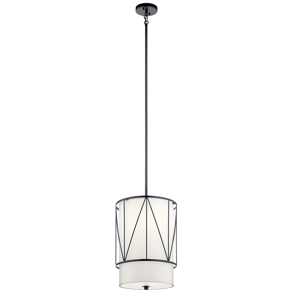 KICHLER 52073BK Birkleigh 18.25" 1 Light Pendant With Satin Etched Glass In Black