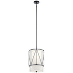 KICHLER 52073BK Birkleigh 18.25" 1 Light Pendant With Satin Etched Glass In Black