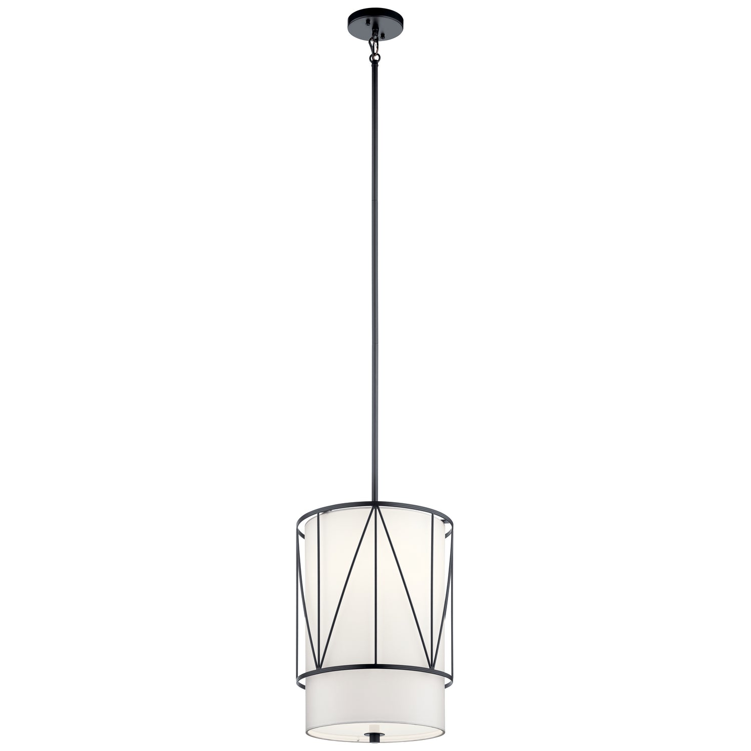 KICHLER 52073BK Birkleigh 18.25" 1 Light Pendant With Satin Etched Glass In Black
