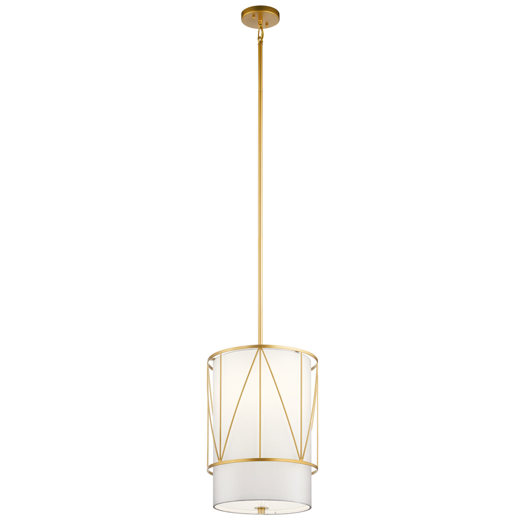 KICHLER 52073CLG Birkleigh 18.25" 1 Light Pendant With Satin Etched Glass In Classic Gold
