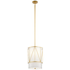 KICHLER 52073CLG Birkleigh 18.25" 1 Light Pendant With Satin Etched Glass In Classic Gold