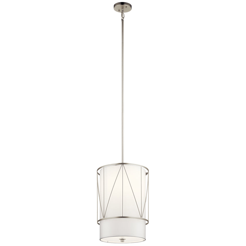 KICHLER 52073SN Birkleigh 18.25" 1 Light Pendant With Satin Etched Glass In Satin Nickel