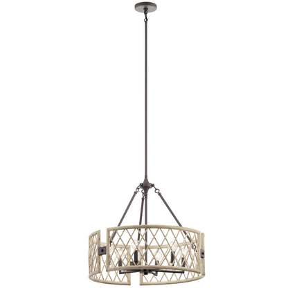 KICHLER 52077WWW Oana Six Light Chandelier White Washed Wood