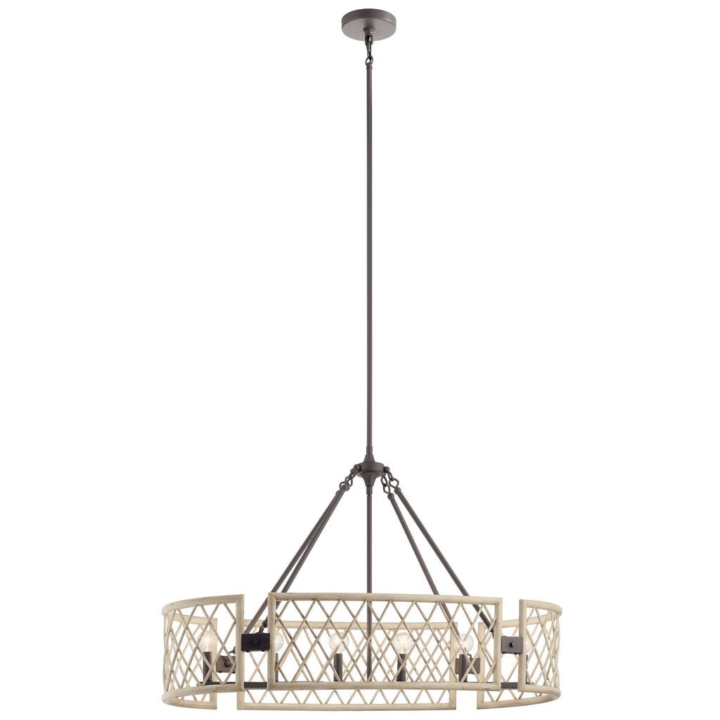 KICHLER 52078WWW Oana Six Light Chandelier White Washed Wood