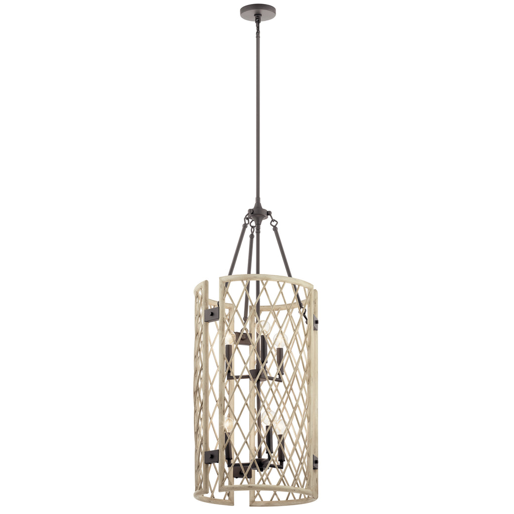 KICHLER 52079WWW Oana Six Light Foyer Chandelier White Washed Wood