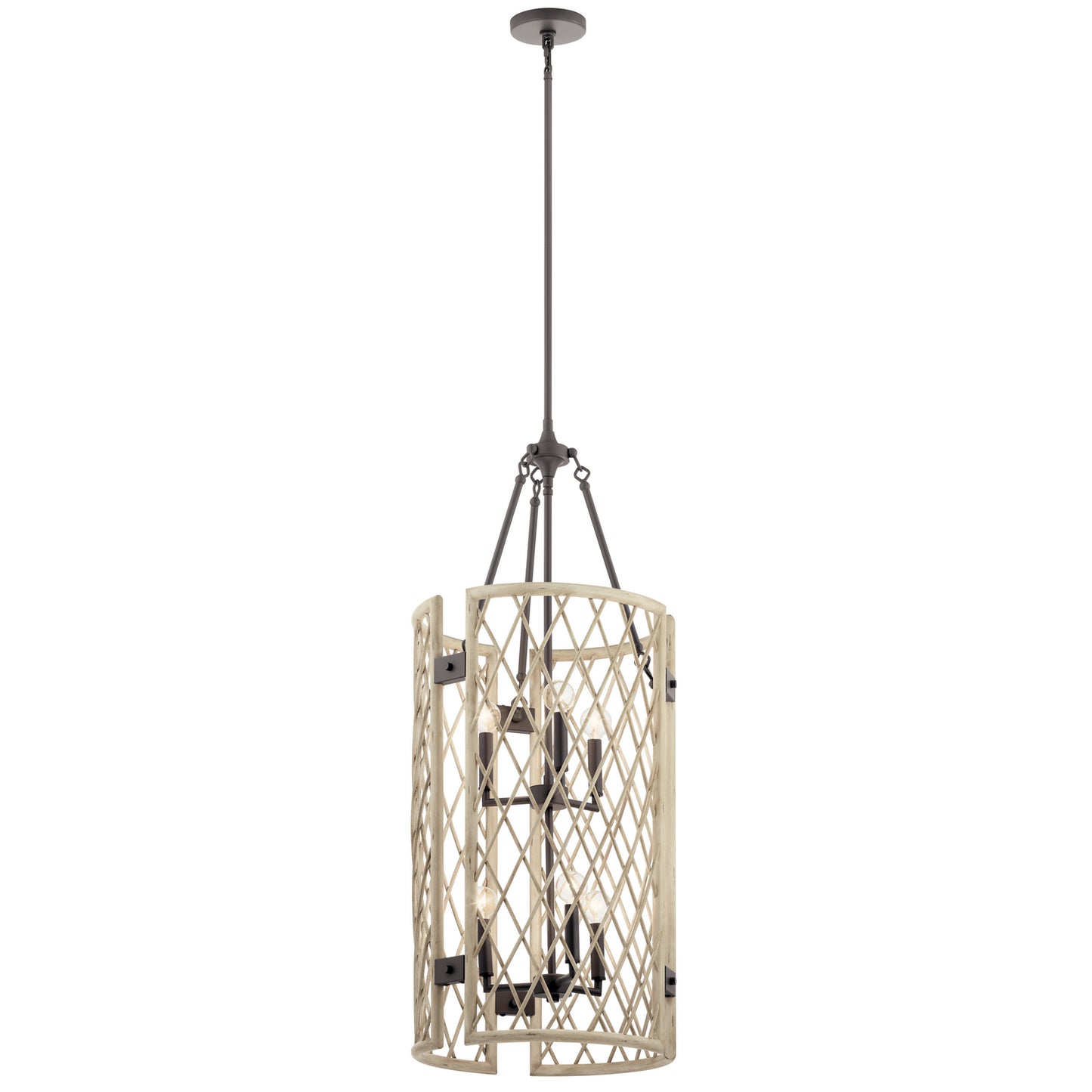 KICHLER 52079WWW Oana Six Light Foyer Chandelier White Washed Wood