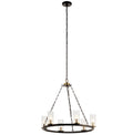 KICHLER 52107OZ Mathias 23" 6 Light Chandelier With Clear Ribbed Glass In Olde Bronze