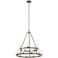 KICHLER 52109OZ Mathias 31" 15 Light 2 Tier Chandelier With Clear Ribbed Glass In Olde Bronze