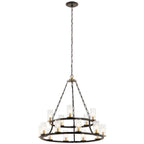 KICHLER 52109OZ Mathias 31" 15 Light 2 Tier Chandelier With Clear Ribbed Glass In Olde Bronze