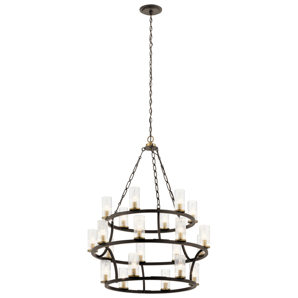 KICHLER 52110OZ Mathias 41.5" 21 Light 3 Tier Chandelier With Clear Ribbed Glass In Olde Bronze
