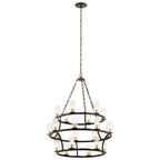KICHLER 52110OZ Mathias 41.5" 21 Light 3 Tier Chandelier With Clear Ribbed Glass In Olde Bronze